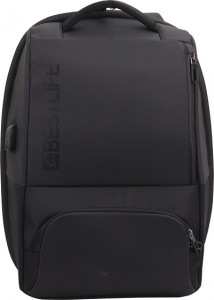 Rucsac BESTLIFE Neoton - negru - laptop 16 inch, charge pentru USB si TypeC conectori - Img 1