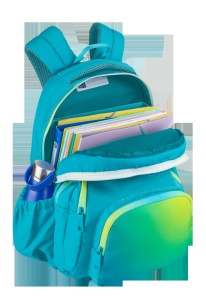 Rucsac Oxford Gradient, 3 compartimente, 29 x 44 x 20 cm, compartiment captusit, buzunar frontal cu fermoar, buzunare laterale, buzunar exterior ascuns cu fermoar dublu pentru dreptaci / stangaci, eticheta nume, suport orar, breloc, barete de umar buretat