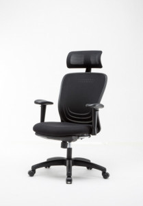 Scaun de birou, brate plastic, rotile, piele ecologica, cu tetiera, Office Products Zakynthos - negr
