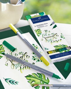 Set markere solubile 2 capete Faber-castel lettering jungle goldfaber, 6 buc/set 4