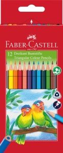 Set creioane colorate triunghiulare Faber-Castell, 12 culori + ascuțitoare