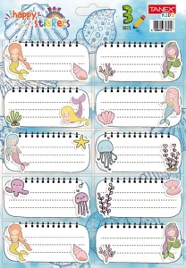 Set etichete școlare Tanex tls-828, Mermaids. 30 buc/set
