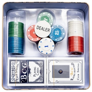 Set poker: Cărți + jetoane, în cutie metal3