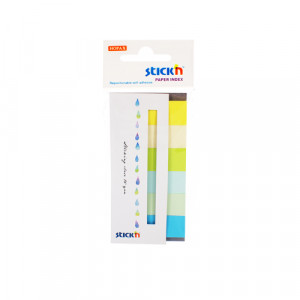 Stick index hârtie color Stick"n - 6 culori neon și pastel, 45 x 15 mm, 6 x 30 file/set