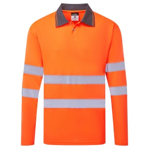 Tricou polo cu mânecă lungă reflectorizant Portwest ES277 ES1 ESSENTIAL Hi-Vis, 100% poliester, 175 gr/mp