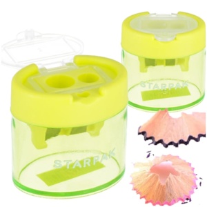 Ascutitoare dubla Starpak, cu recipient pentru aschii, multicolor
