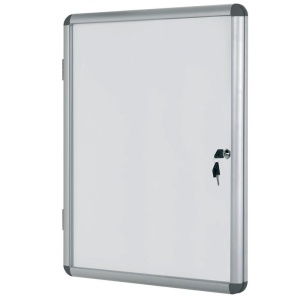 Avizier magnetic, 720x674 mm, cu cheiță, geam protector și ramă din aluminiu Bi-Office