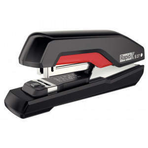 Capsator metalic Rapid Supreme S27, 30 coli, capsare plată, cutie, roșu-negru