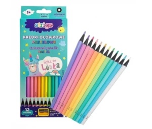 Creioane colorate Strigo pastel, 12 culori, cu ascutitoare