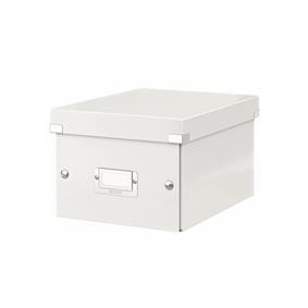 Cutie depozitare carton laminat Leitz Click & Store Mica A5, colțuri metalice, suport etichetă, design modern