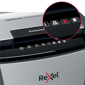Distrugator de documente automat REXEL OPTIMUM 300M, P5, micro-cut (particule), 300 coli, cos 60l, negru9