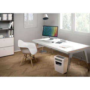 Distrugator de documente manual LEITZ IQ Home Office, P4, cross-cut (confeti), 10 coli, cos 23l, alb7