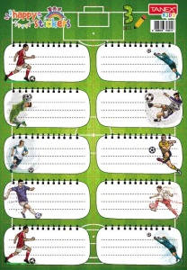 Etichete școlare Tanex Fotbal, 30 etichete/set