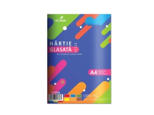 Hârtie glasată autocolantă Ecada, A4, 8 file/set
