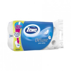 Hârtie igienică, Pure white/Camomile/Peach 8 role, Zewa Aquatube