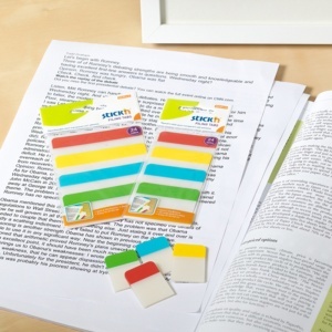 Index plastic transparent cu margine color Stick"n 4 culori neon, 38x51 mm, 4 x 20 file/set2