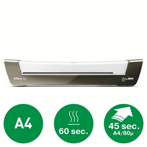 Laminator A4 LEITZ iLAM Office, kit folii laminare inclus, alb