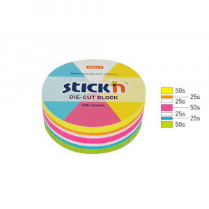 Notes autoadeziv Stick"n - 5 culori fluorescente, 67 x 67 mm, 250 file