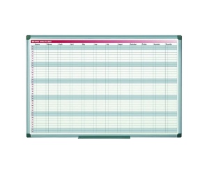 Organizator magnetic săptămânal, orizontal, ramă aluminiu, 60x90 cm, Bi-Office