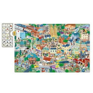 Puzzle observație – Orașul, 64,5 x 41,5 cm, 104 piese de 5 x 5 cm3