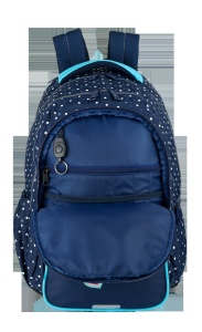Rucsac Oxford Dots, 3 compartimente, 29 x 44 x 22 cm, 28 l, buzunar frontal cu fermoar, buzunare laterale, buzunar exterior ascuns cu fermoar dublu pentru dreptaci / stângaci, etichetă nume, suport orar, mâner și barete buretate, mâner telescopic3