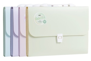 Servietă plastic cu mâner și 7 compartimente Deli Macarons A4 culori pastel