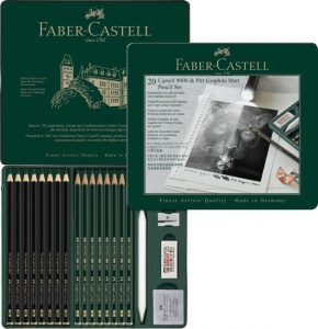 Set 20 buc creion grafit Faber-castell mat + Castell 90003