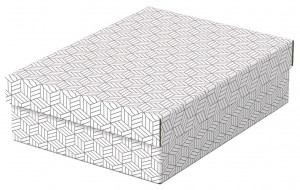 Set 3 cutii depozitare carton reciclat Esselte Recycled cu capac 36 x 26 x 10 cm alb