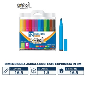 Set carioci S-COOL jumbo, 12 culori, cutie PVC2