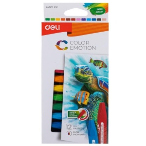 Set creioane ulei pastel Deli Color emotion, 12 culori
