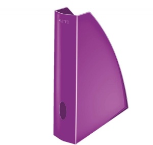 Suport dosare din plastic Leitz WOW A4 75mm, design modern și finisaj lucios.