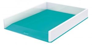 Tăviță documente Leitz WOW A4 C4 suprapozabilă, design dual-color, ideală pentru organizarea documentelor.