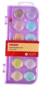Acuarele tip pastilă Herlitz Pastel, 12 culori