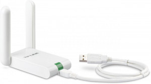 Adaptor wireless TP-Link, N300 HIGH GAIN, USB2.0, 2 antene fixe, Atheros, 2T2R, buton QSS, cablu extensie - Img 1