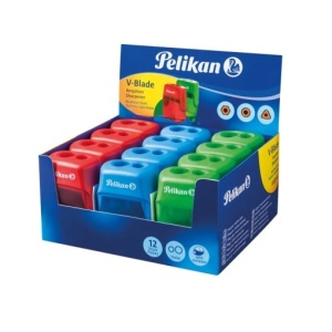 Ascuțitoare dublă cu container Pelikan V-Blade, plastic, diverse culori2