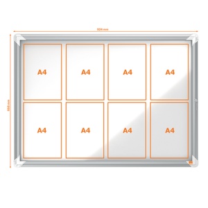 Avizier exterior, oțel emailat, 8x A4, cu ușa și cheie, magnetic, alb, NOBO Premium Plus2
