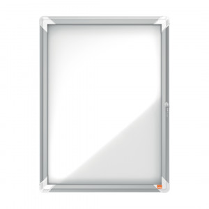 Avizier magnetic NOBO Premium Plus, interior, otel emailat, 4x A4, cu usa si cheie, alb