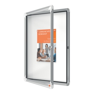 Avizier magnetic NOBO Premium Plus, interior, otel emailat, 4x A4, cu usa si cheie, alb - Img 2