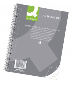Caiet cu spirală Q-Connect , A5, 80 file, 70g/mp, coperți carton, dictando