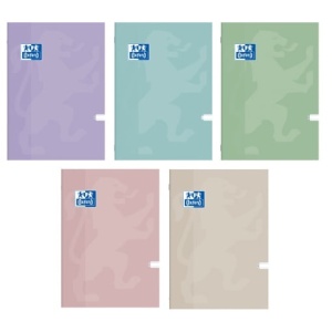 Caiet Oxford A4, 60 file, hârtie Optik 80g/mp, PEFC, copertă plastifiată flexibilă soft touch, margini liniate, colțuri rotunjite, dictando, motiv Touch Pastel