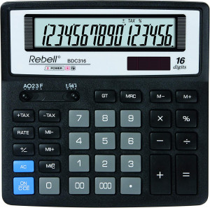 Calculator de birou, 16 digits, 156 x 156 x 30 mm, Rebell BDC 316 BX, negru