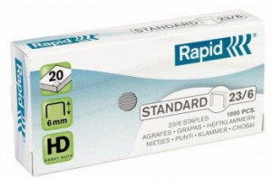 Capse, 23/6 Rapid Standard, 1000 buc/cutie