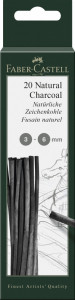 Cărbune natural Faber-Castell Pitt Monochrome 3-6 mm, 20 buc