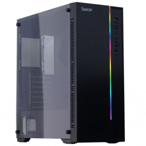 Carcasa Spacer office, Middle Tower, ATX, sursa 300W, 1 x fan, USB 2.0 x 2, USB 3.0 x 1, PSU shroud, - Img 1