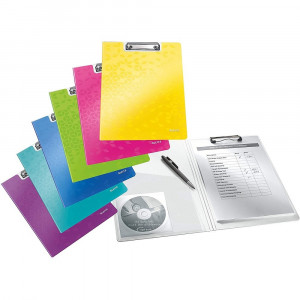 Clipboard dublu Leitz WOW A4 din polyfoam, clemă metalică și buzunar interior – organizare modernă și sigură