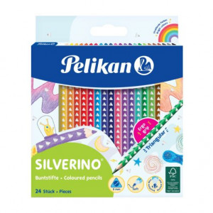 Creioane colorate lacuite 24/set Silverino