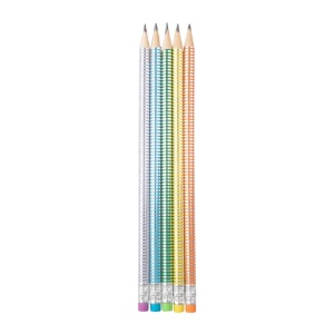Creion Strigo HB cu gumă de șters multicoloră și corp pastel metalic2
