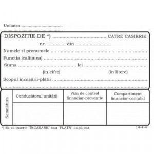 Dispoziție plată/încasare casierie offset A6, 55 g/mp, 100 file RQ