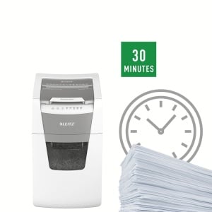 Distrugator documente automat Leitz IQ Office, P4, cross-cut (confeti), 150coli, cos 44l, alb-gri8