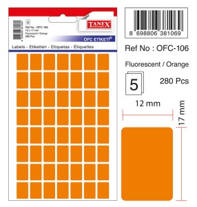Etichete autoadezive color Tanex, 12 x 17 mm, 280 buc/set